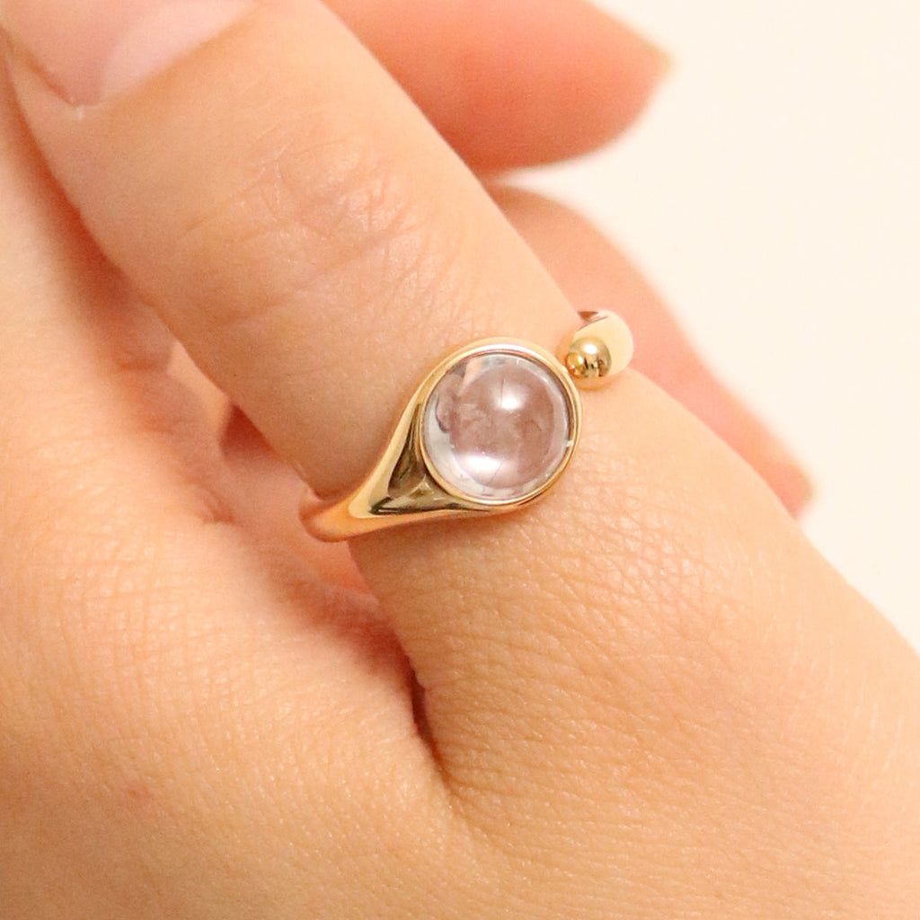 Clear Moonstone Ring Nabi London