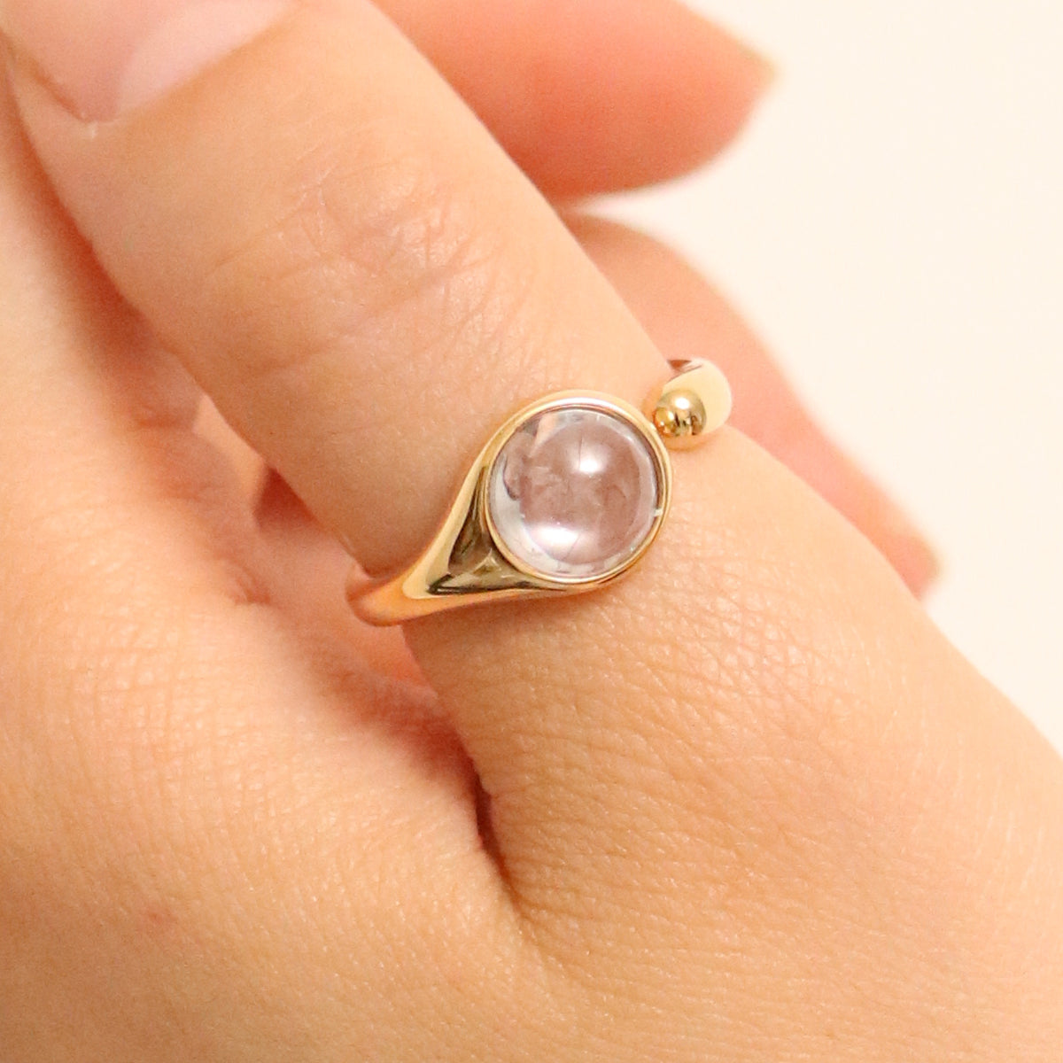 Clear Moonstone Ring Nabi London