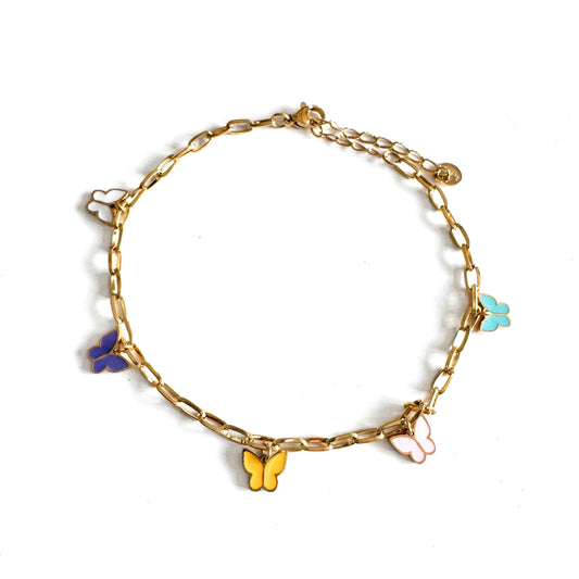 Yareli Luxe 18k Gold Plated Butterfly Charm Anklet LUXE TONES