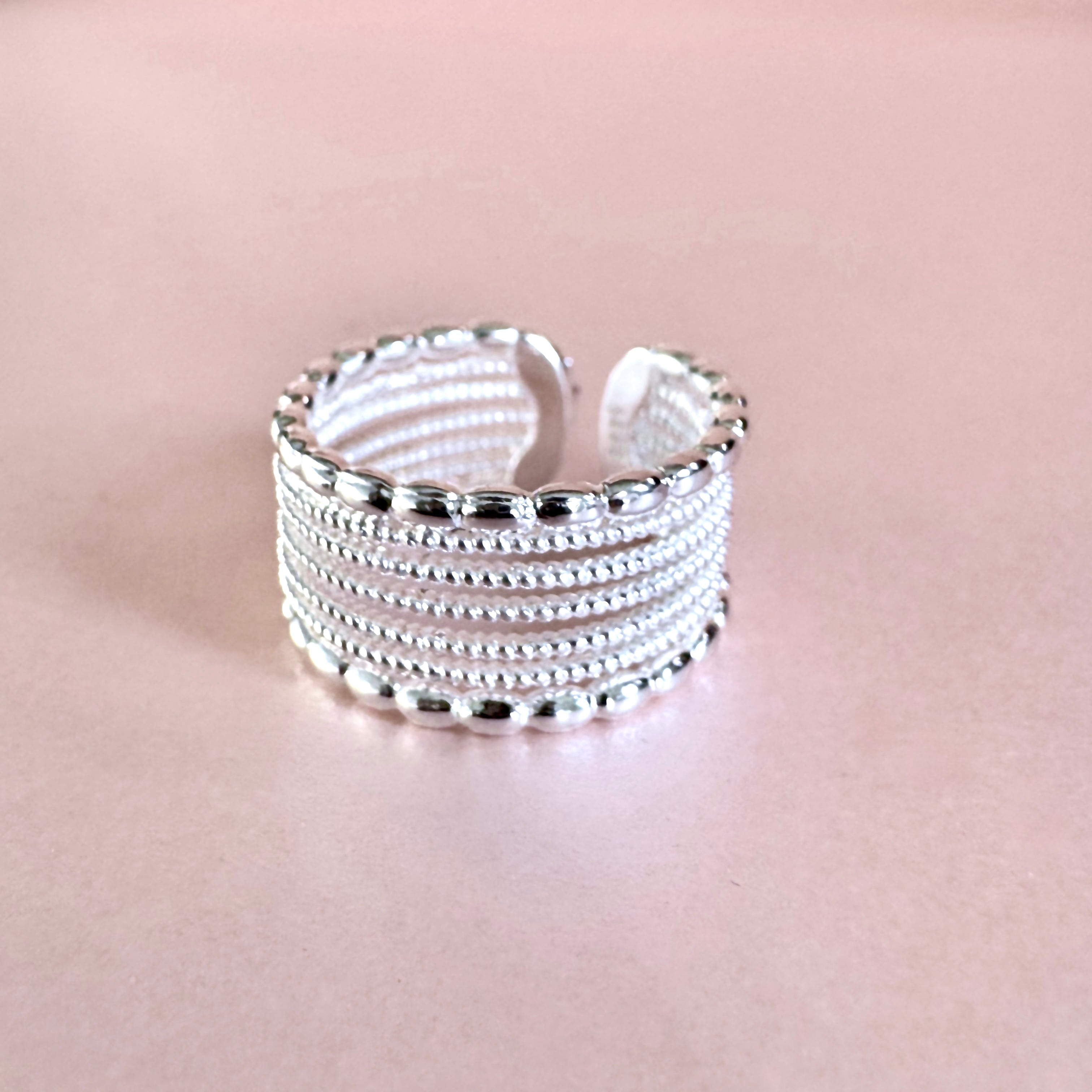 Saafi Silver Contemporary Wide Band Statement Ring LUXE TONES