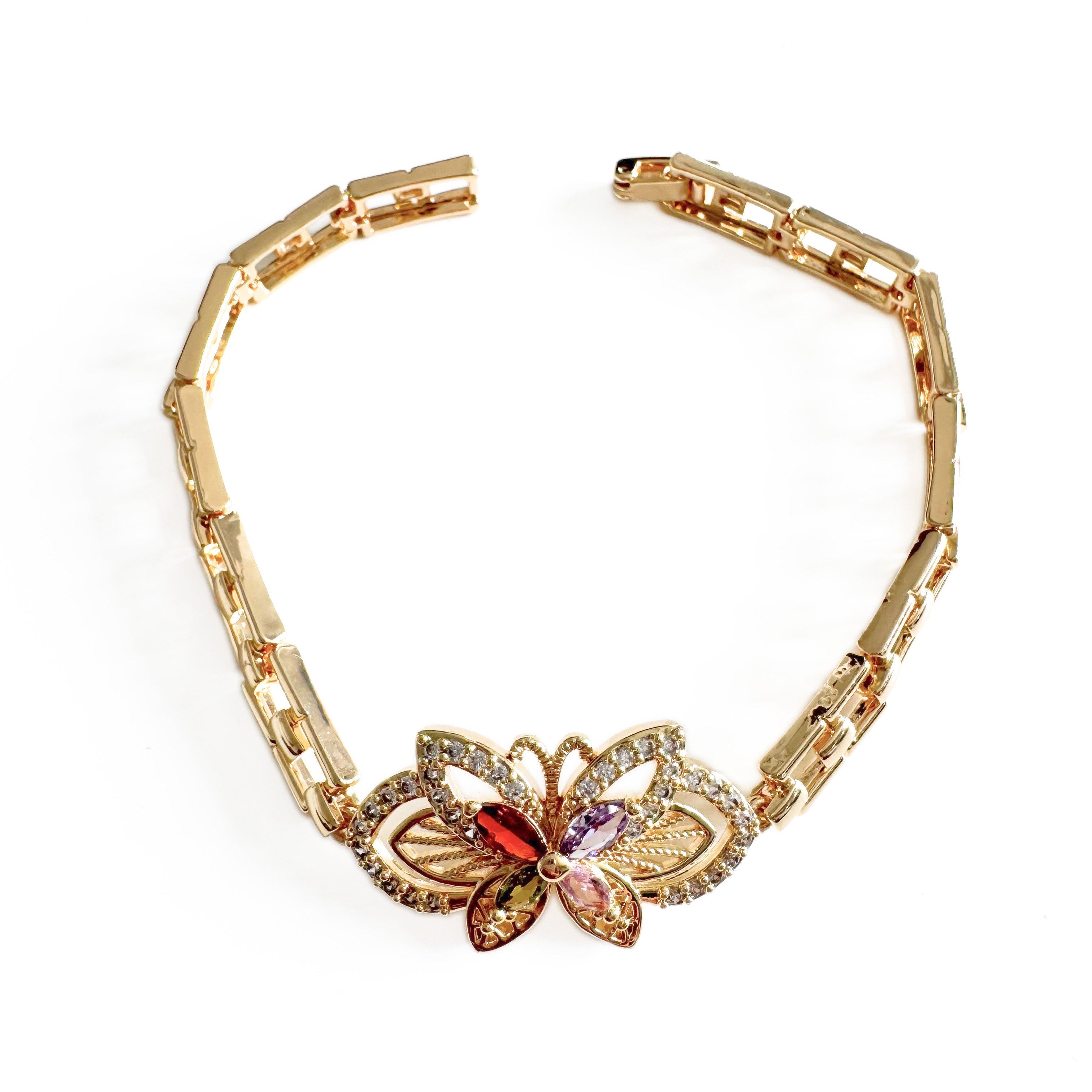 Millie Luxe Gold Plated Jewelled Statement Butterfly Bracelet LUXE TONES