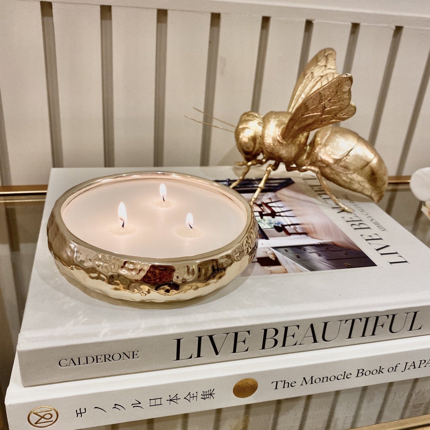 Aeolian 3 Wick Gold Scented Candle - Rosey's Creations