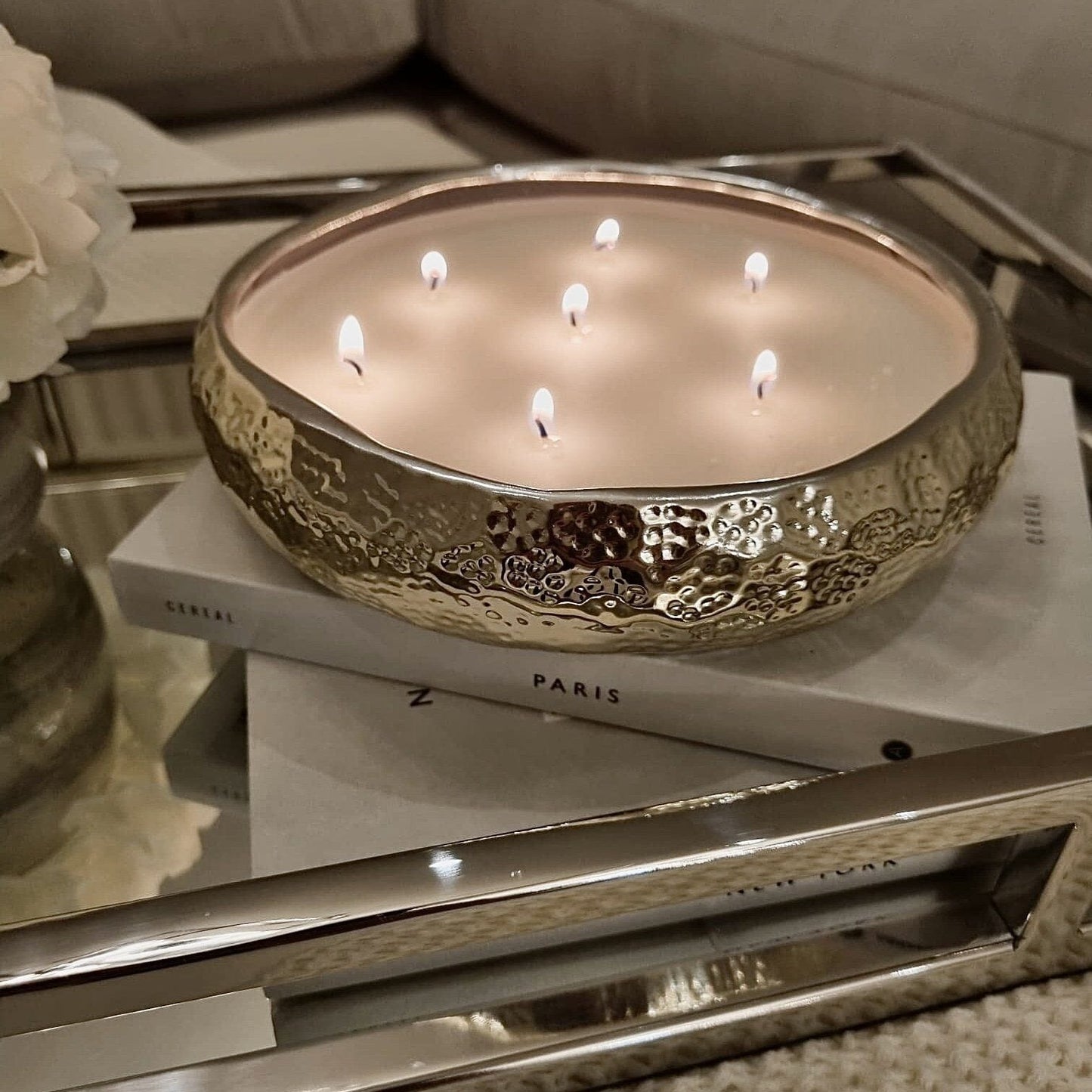 Aeolian 7 Wick Gold Scented Candle - Rosey's Creations