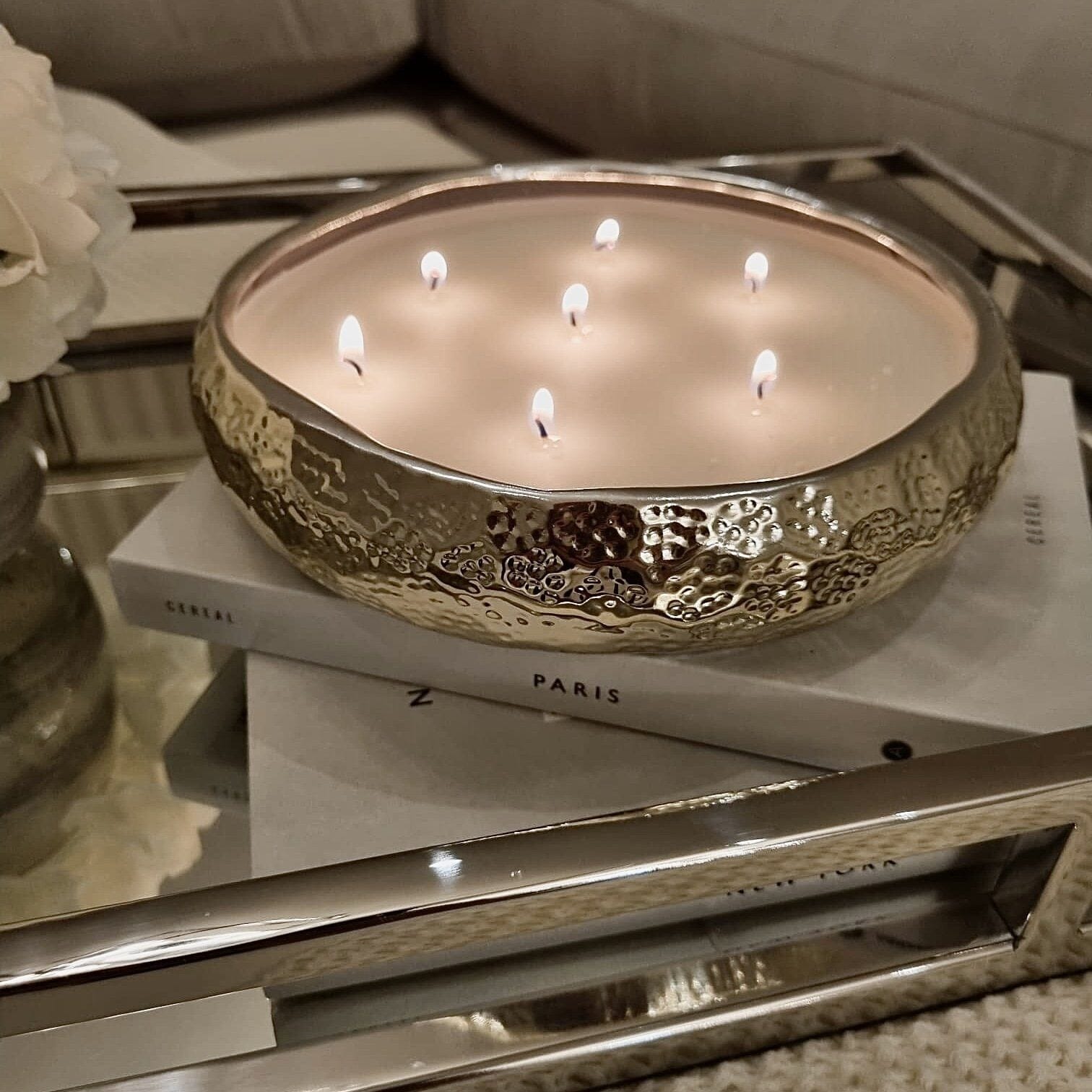 Aeolian 7 Wick Gold Scented Candle - Rosey's Creations
