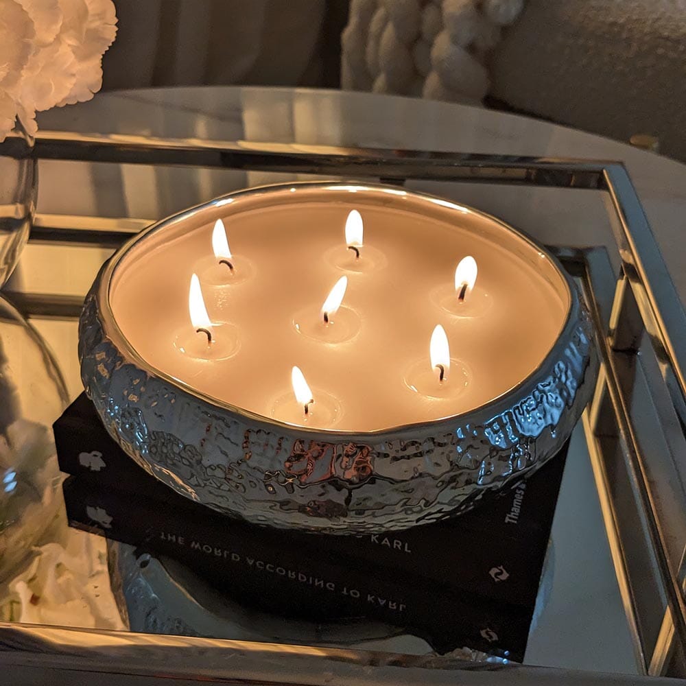 Aeolian 7 Wick Silver Scented Candle - Rosey's Creations