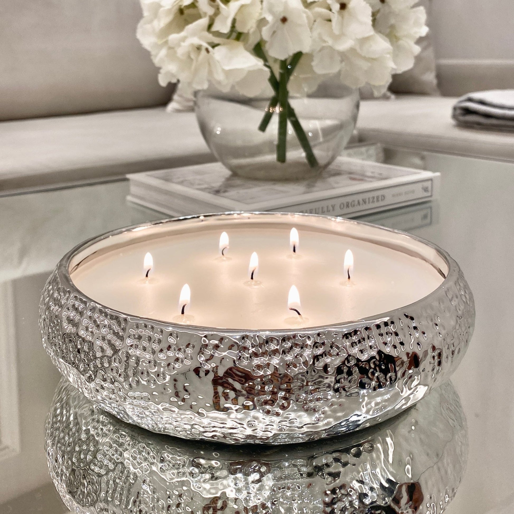 Aeolian 7 Wick Silver Scented Candle - Rosey's Creations