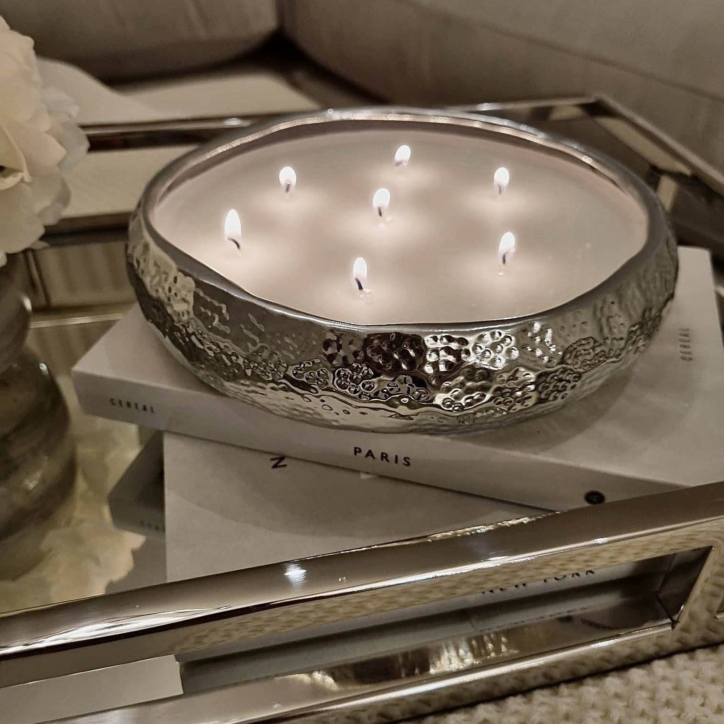 Aeolian 7 Wick Silver Scented Candle - Rosey's Creations