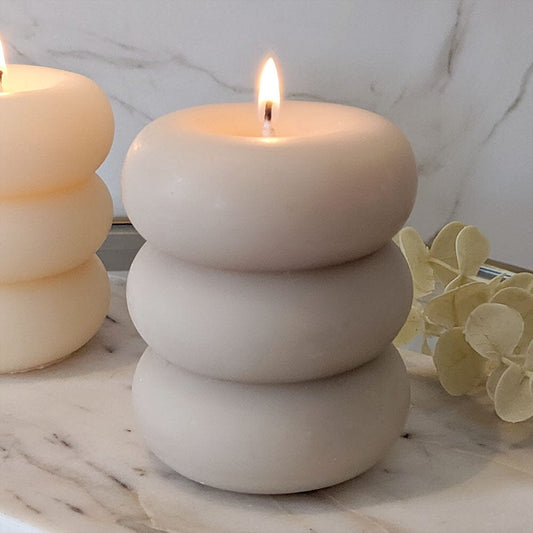 Amelia Taupe Mini 3 Tiered Candle Rowen Homes