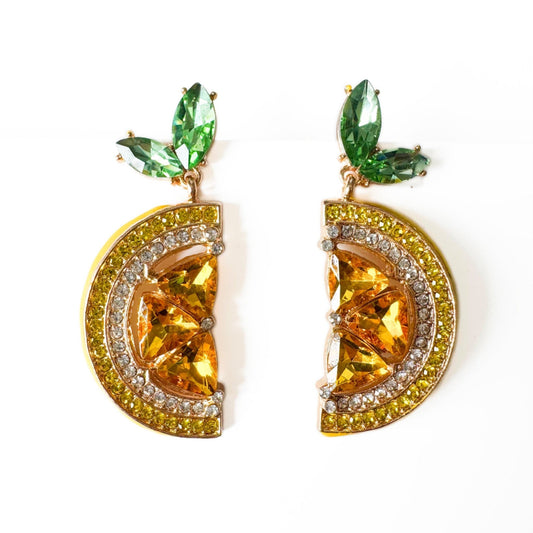 Anais Jewelled Bold Statement Lemon Slice Earrings - Rosey's Creations