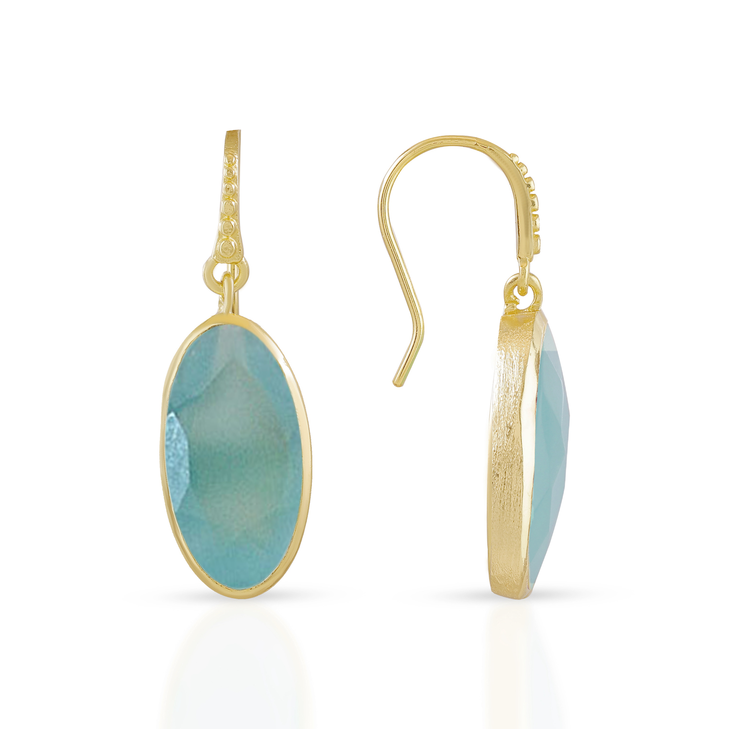 Charis Oval Gemstone Earrings Pariba Onyx Azuni London