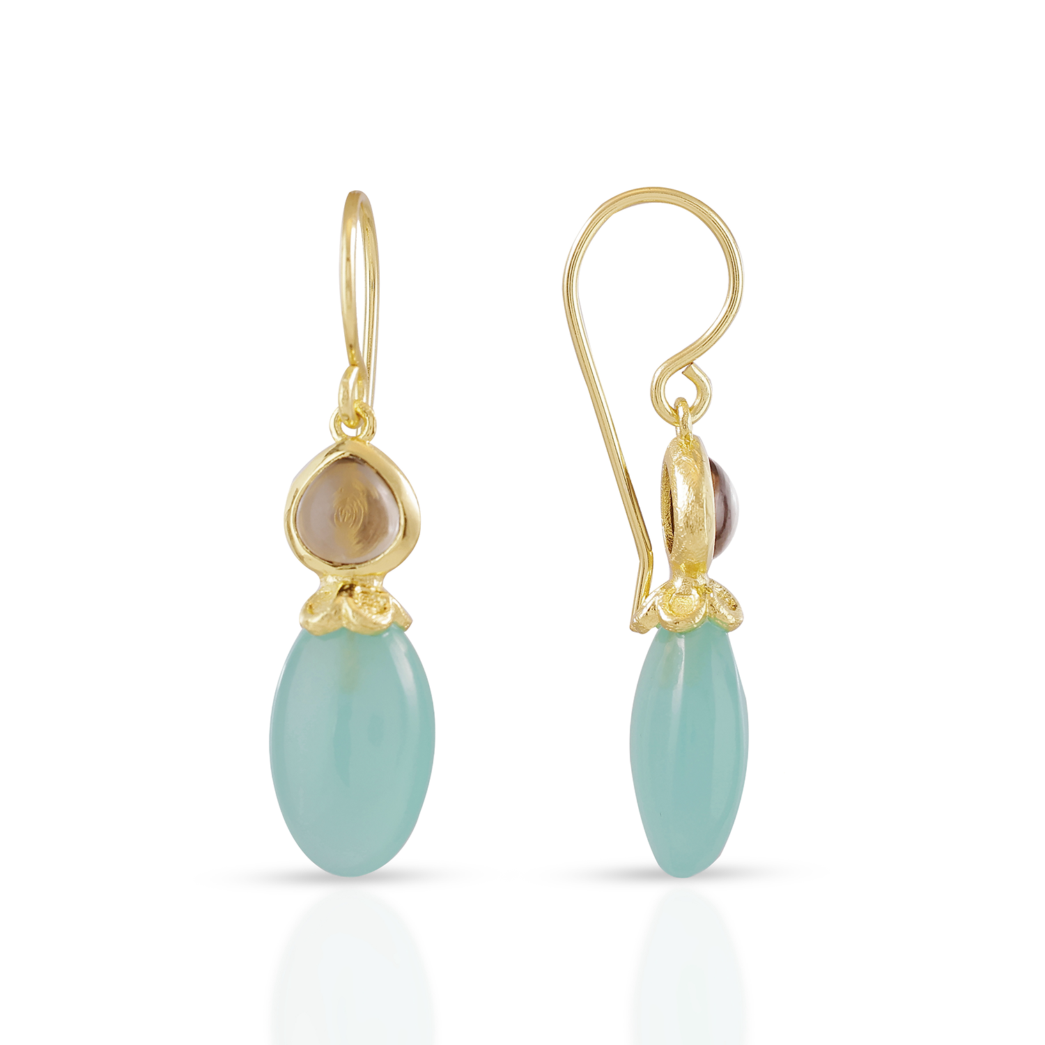 Persephone Double Gemstone Earrings Pariba Onyx & Smoky Quartz Azuni London