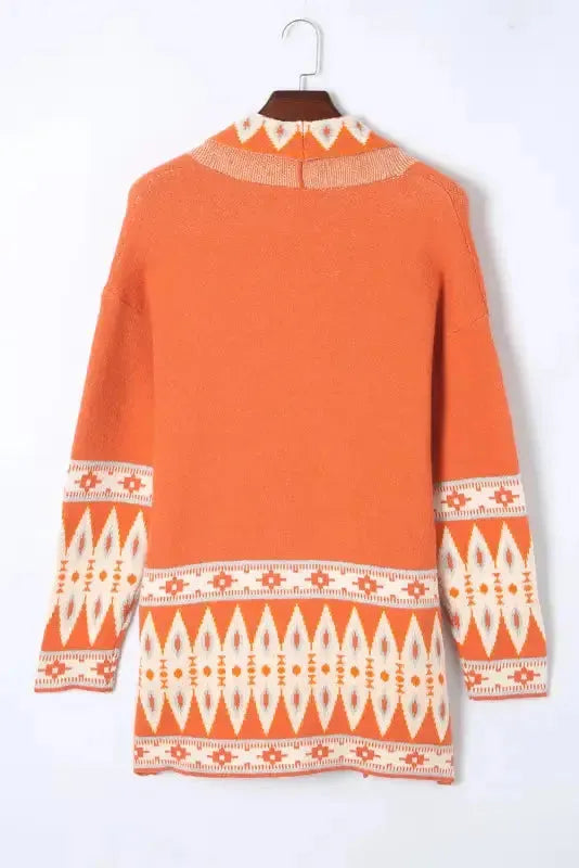 Aztec Open Front Knitted Cardigan Fashionfitz
