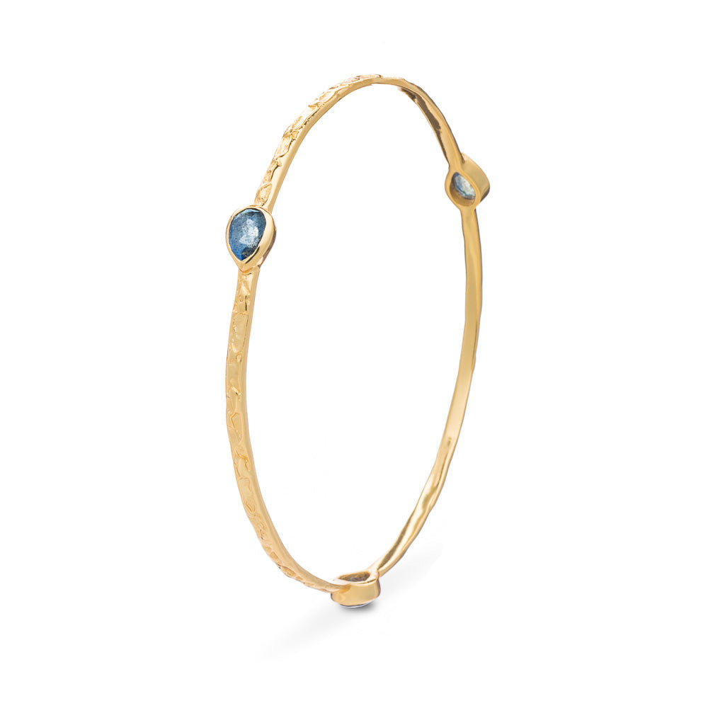Simi Three Stone Stacking Bangle Labradorite Azuni London