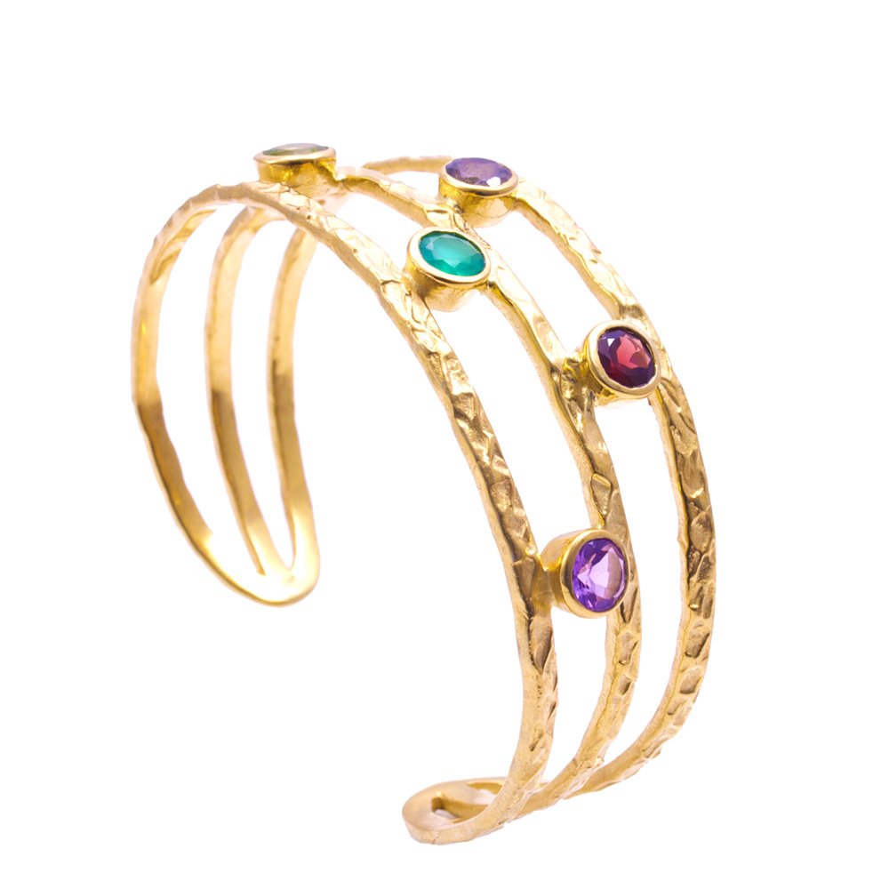 Venus Gemstone Bangle with Garnet, Peridot, Labradorite and Amethyst Azuni London