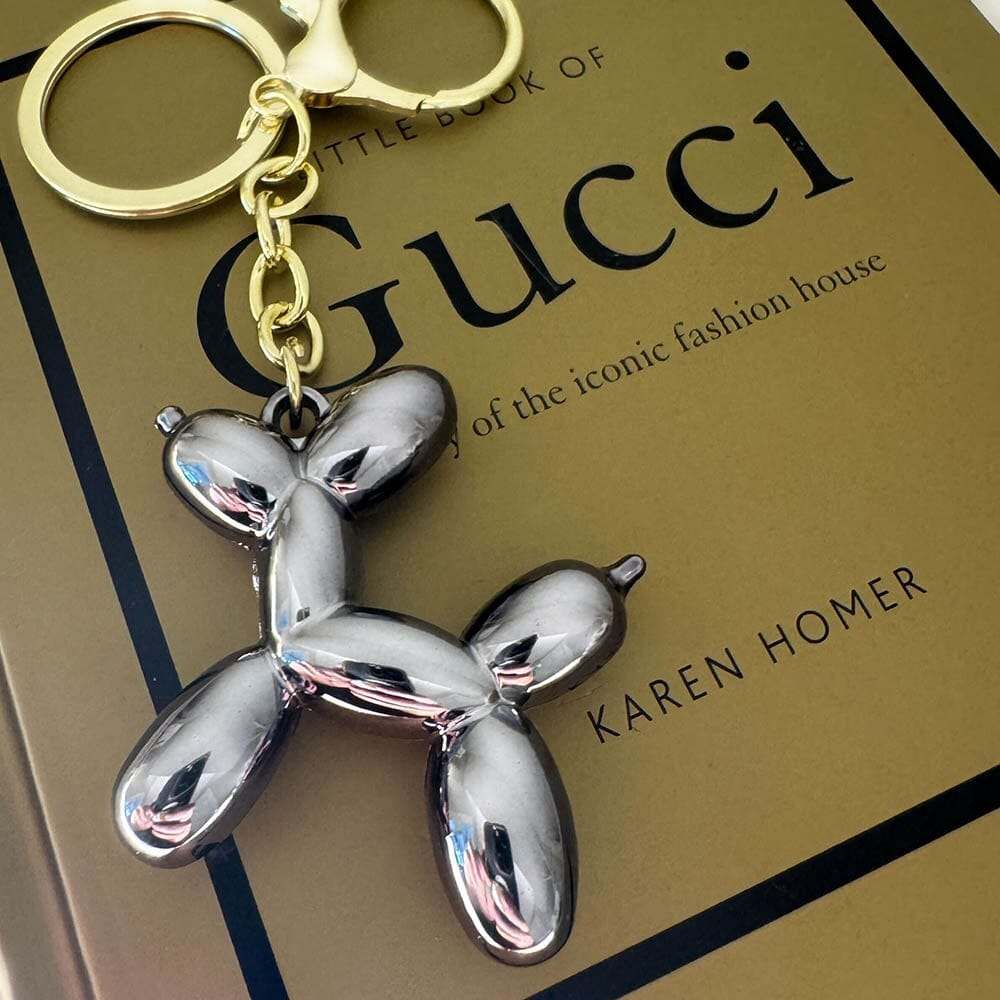 Black Pearlescent Balloon Dog Keyring - Rosey's Creations
