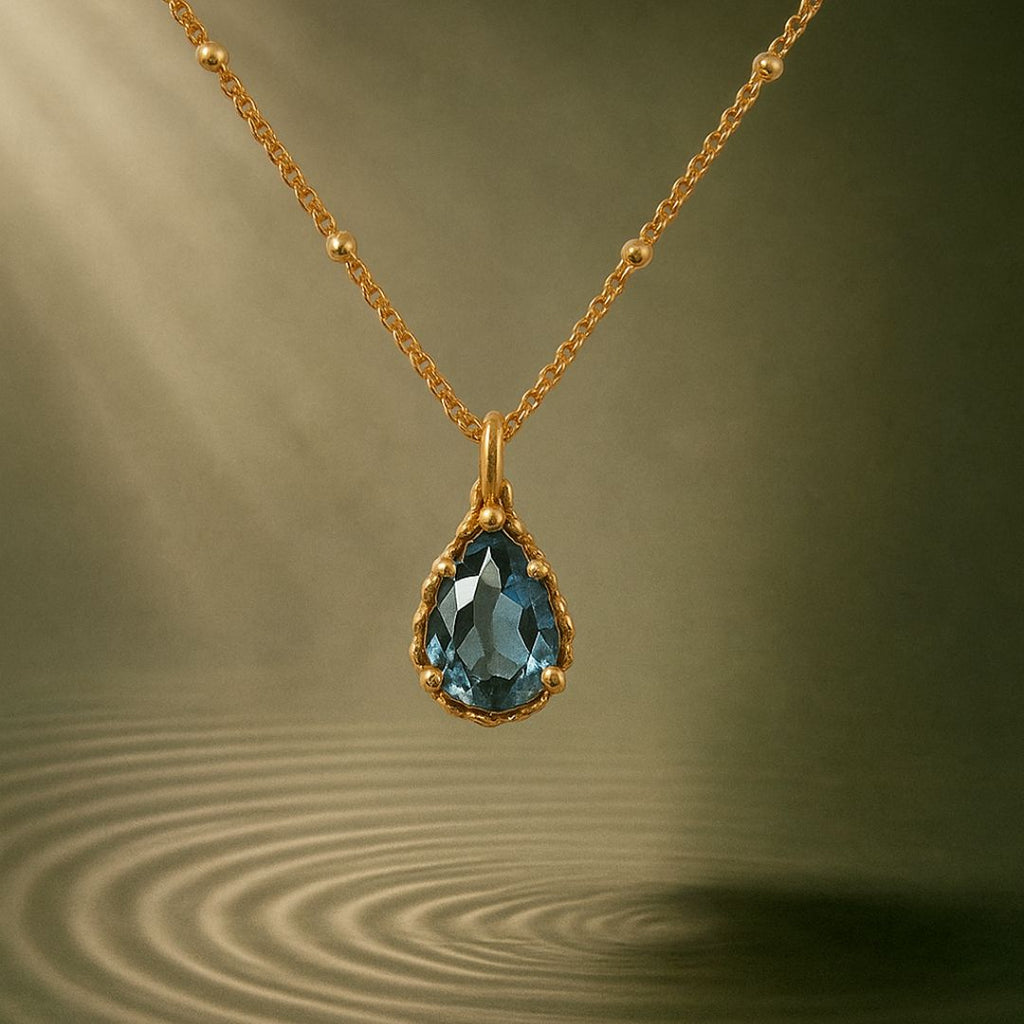 Gold Vermeil Blue Topaz Necklace - Aurelia Dainty London