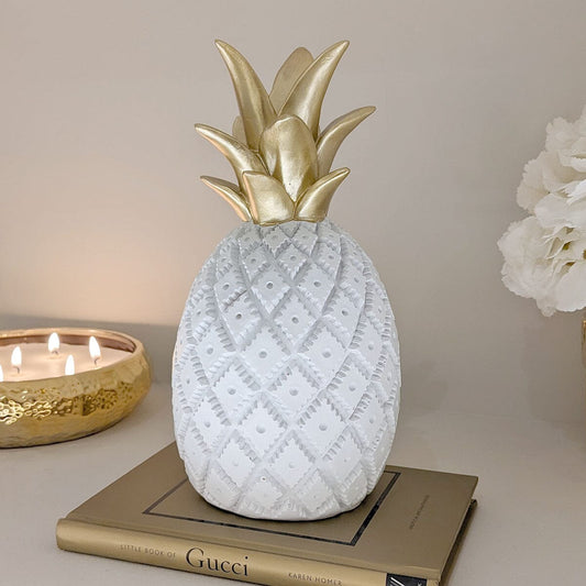 Calista White & Gold Pineapple Decorative Ornament.