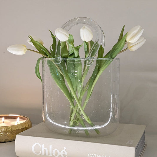 Carina Bubbled Glass Decorative Handbag Vase Rowen Homes