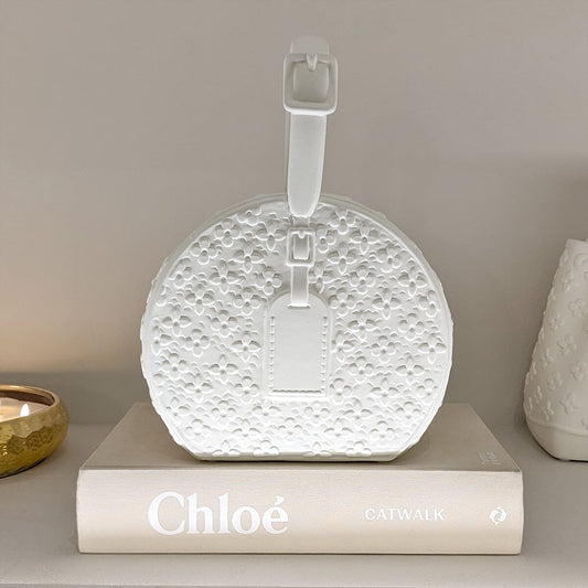 Cecilia White Designer Inspired Rounded Handbag Ornament.