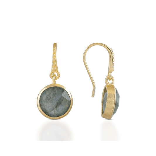 Charis Round Gemstone Earrings Labradorite.