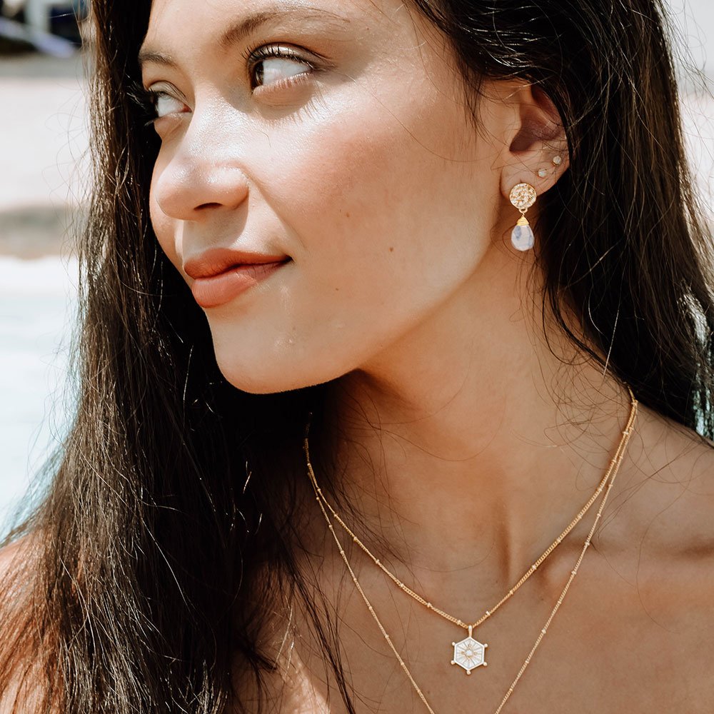 Classic Athena Drop Earrings: Moonstone Azuni London