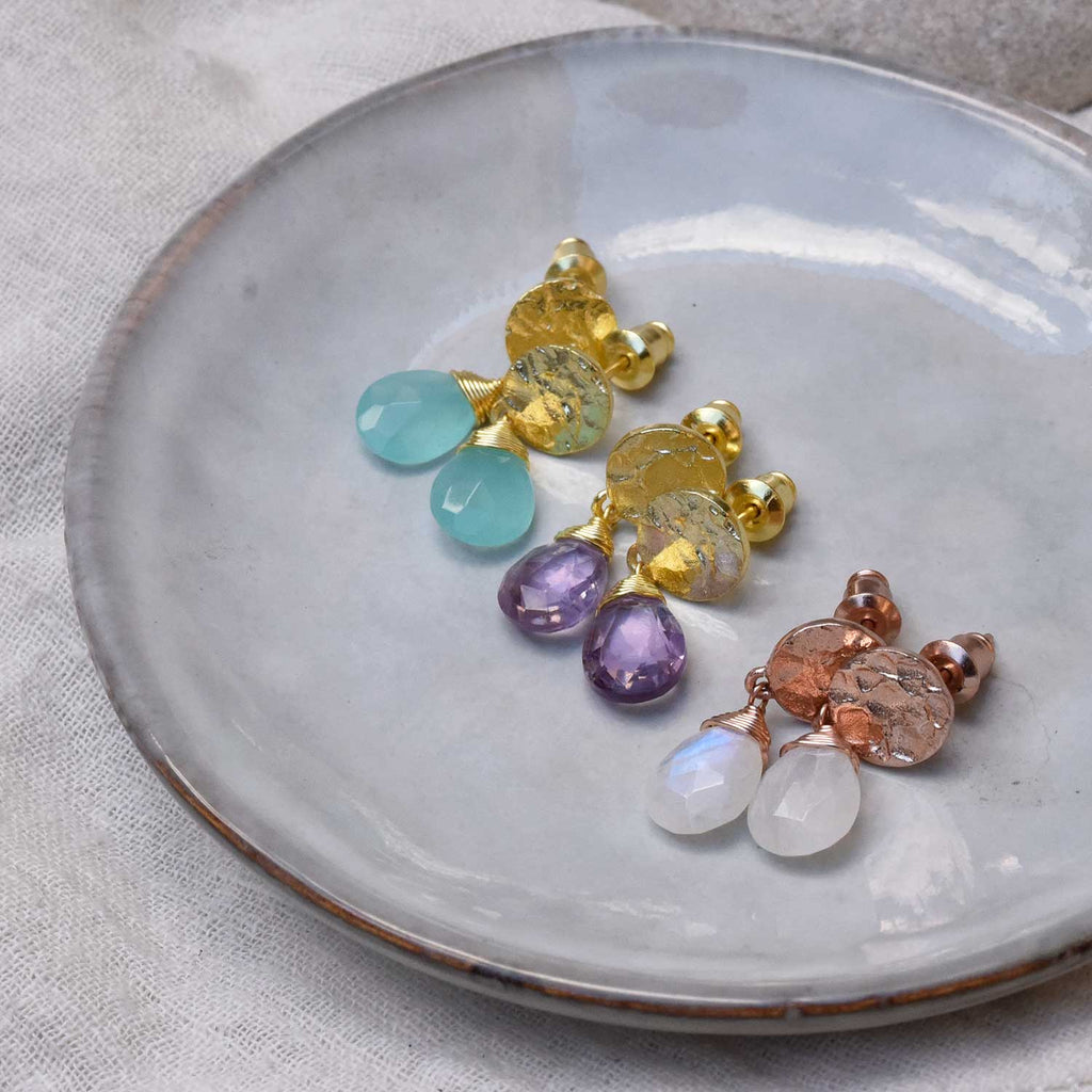 Classic Athena Drop Earrings: Moonstone Azuni London