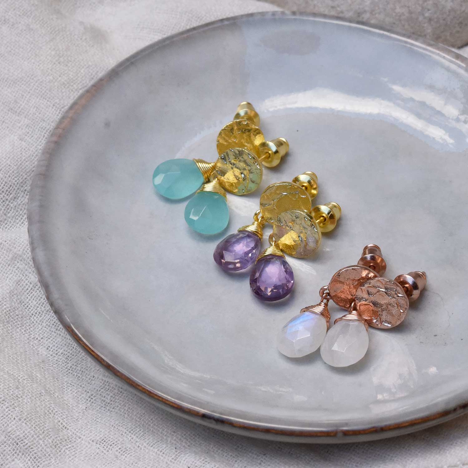 Classic Athena Drop Earrings: Moonstone Azuni London