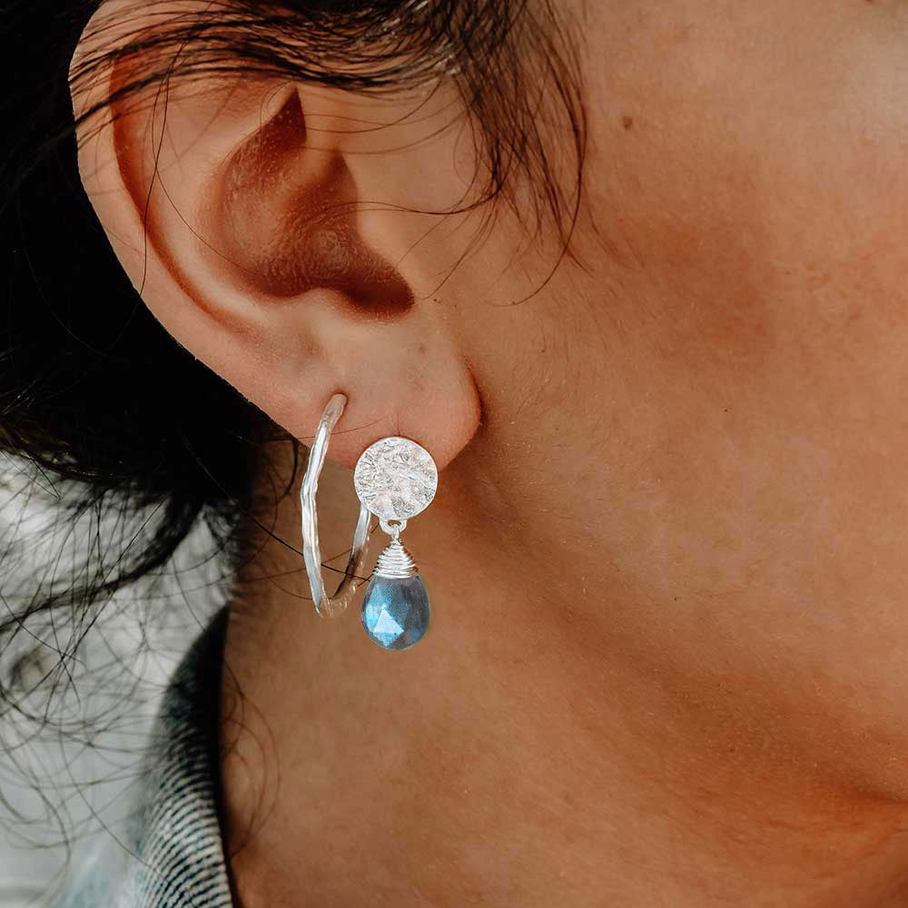 Classic Athena Drop Earrings: Silver Labradorite Azuni London