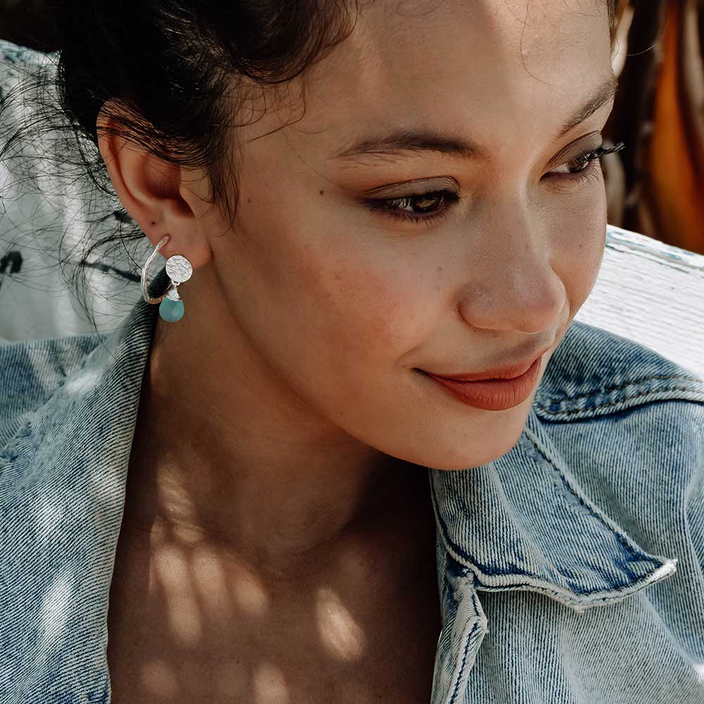 Classic Athena Drop Earrings: Silver Labradorite Azuni London