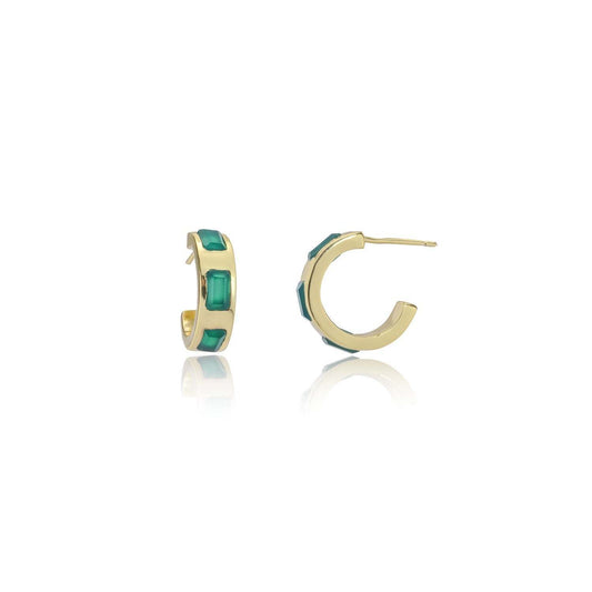 Cora Chunky Huggie Hoops Green Onyx.