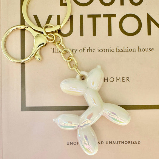 Cream Balloon Dog Keyring.