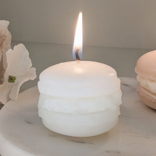 Cream Mini Macaron Decorative Candle.