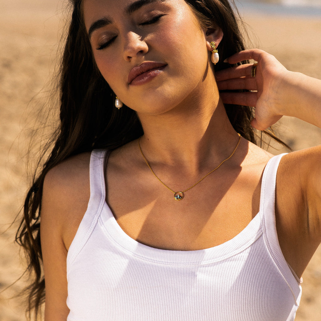 Gold Baroque Pearl Earrings - Lyra Dainty London