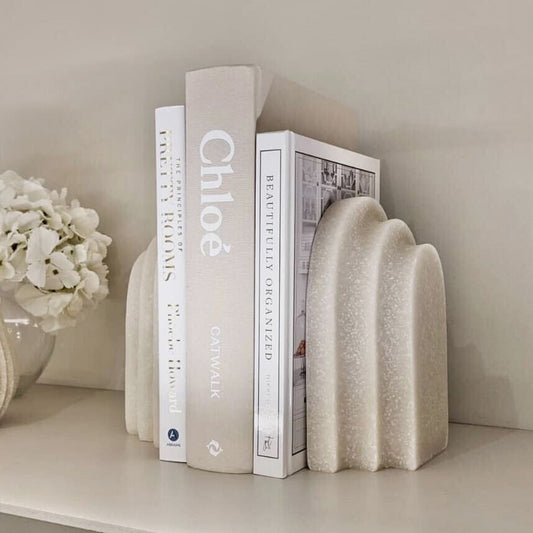 Delaney White Marble Effect Set of 2 Bookends - Rosey's Creations