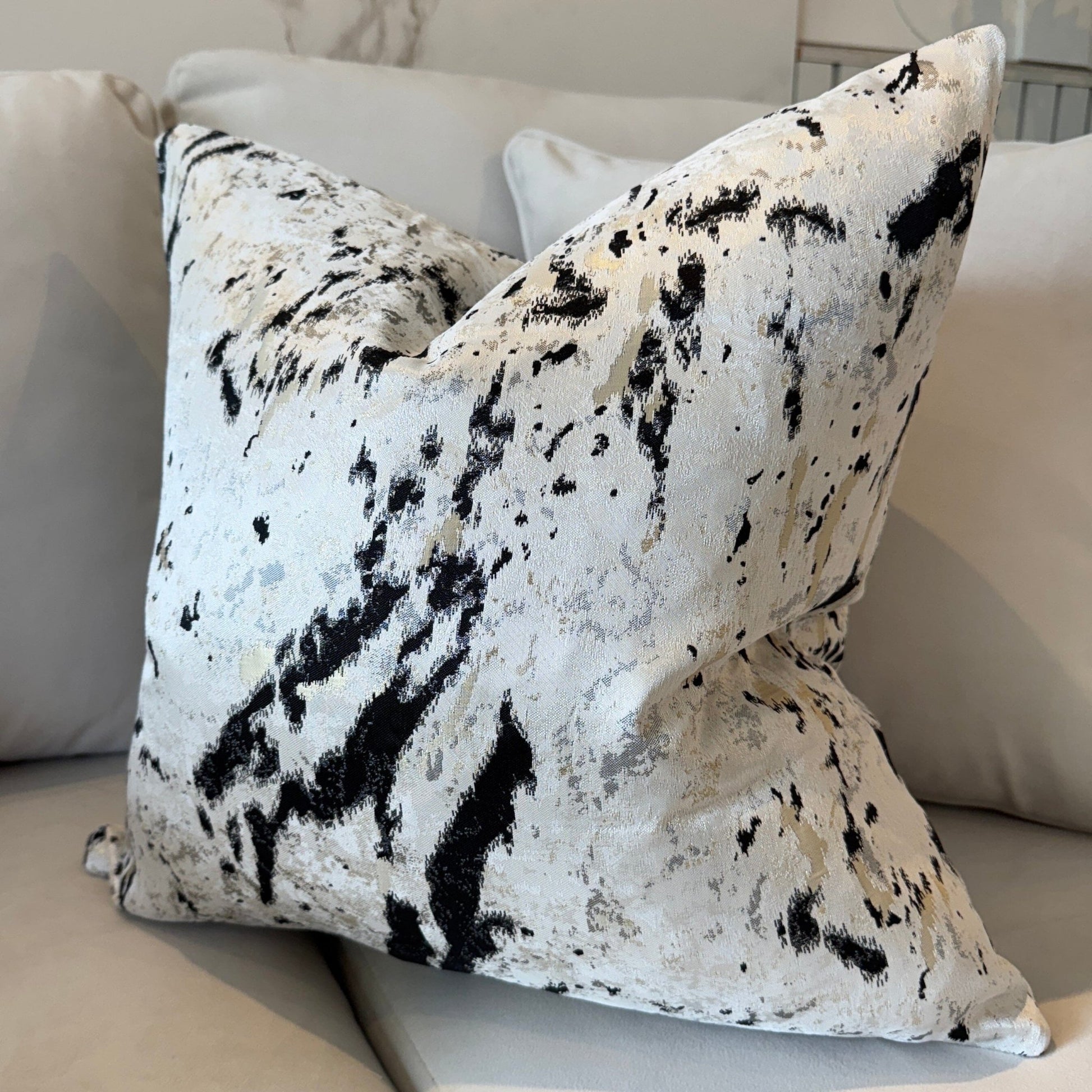 Dionne Cream & Black Abstract Print Cushion - 50x50cm - Rosey's Creations