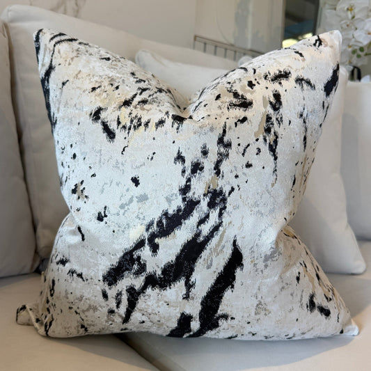 Dionne Cream & Black Abstract Print Cushion - 50x50cm - Rosey's Creations