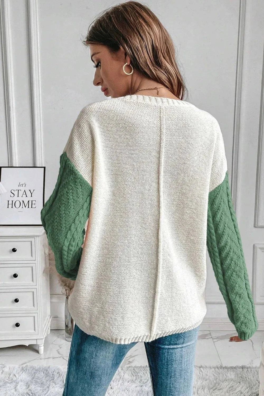 Double Take Full Size Color Block Drop Shoulder Sweater - Rosey's Creations