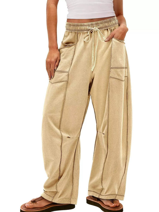 Drawstring Wide Leg Pants - Rosey's Creations