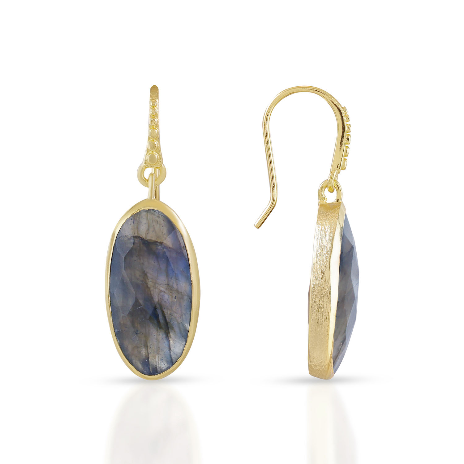 Charis Oval Gemstone Earrings Labradorite Azuni London