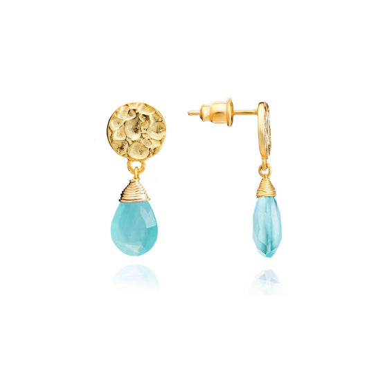 Classic Athena Drop Earrings: Aqua Pariba Onyx Azuni London