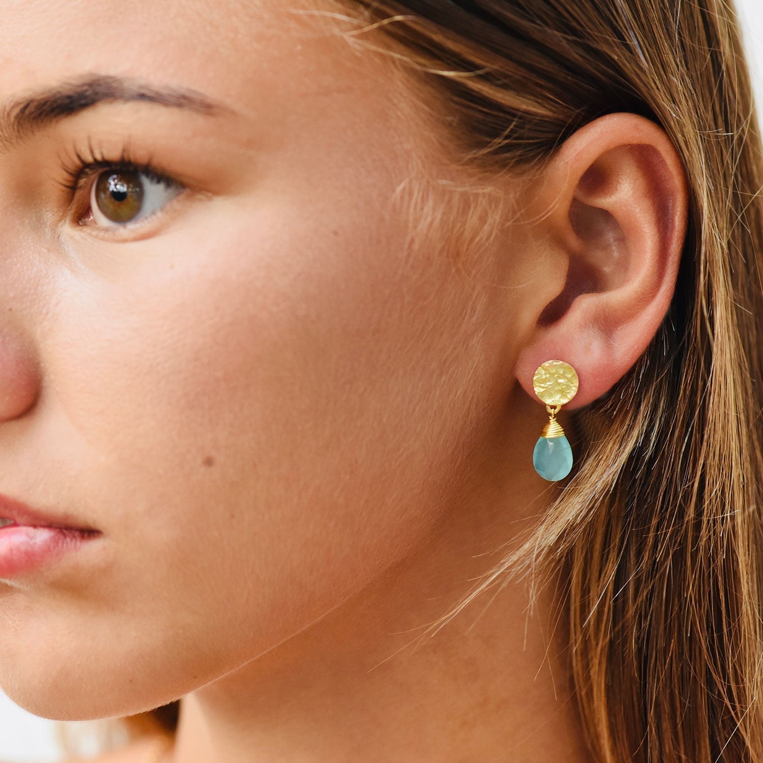 Classic Athena Drop Earrings: Aqua Pariba Onyx Azuni London