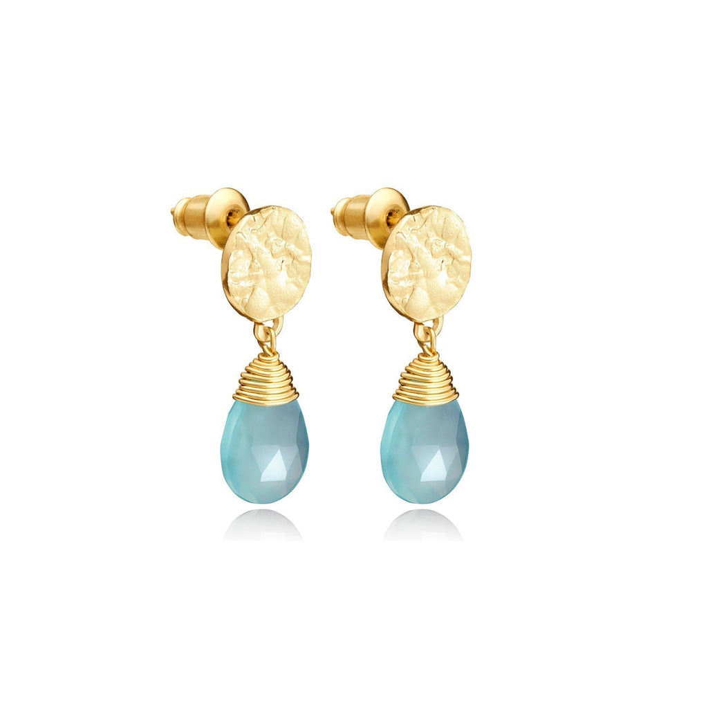 Classic Athena Drop Earrings: Aqua Pariba Onyx Azuni London