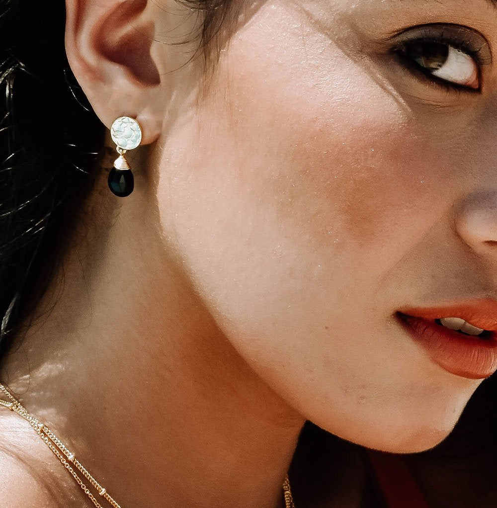Classic Athena Drop Earrings: Black Onyx Azuni London