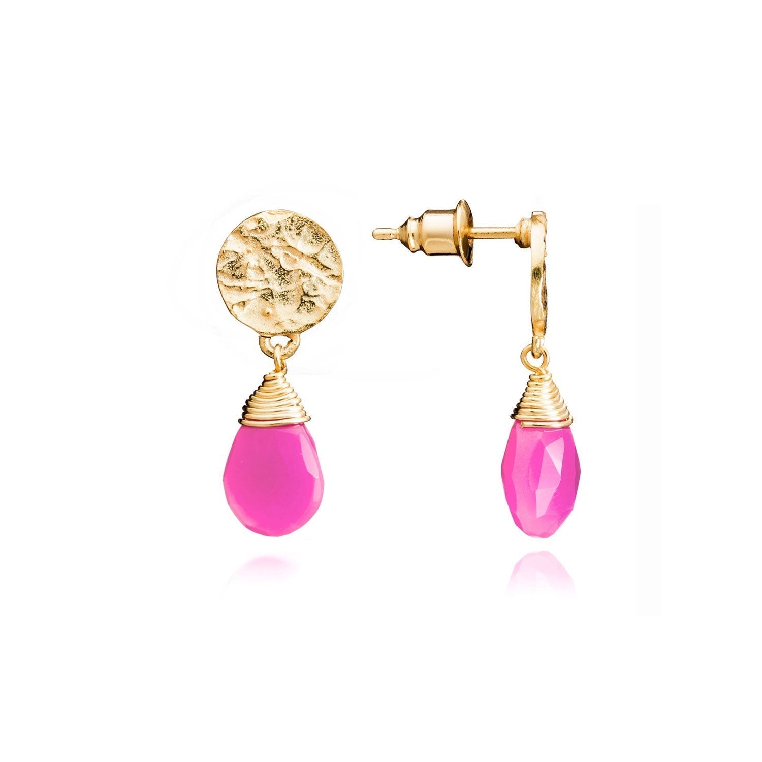 Classic Athena Drop Earrings: Fuchsia Onyx Azuni London