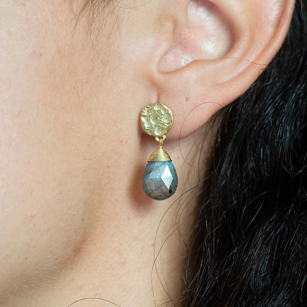 Classic Athena Drop Earrings: Labradorite Azuni London