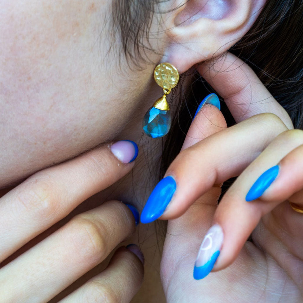 Classic Athena Drop Earrings: Labradorite Azuni London