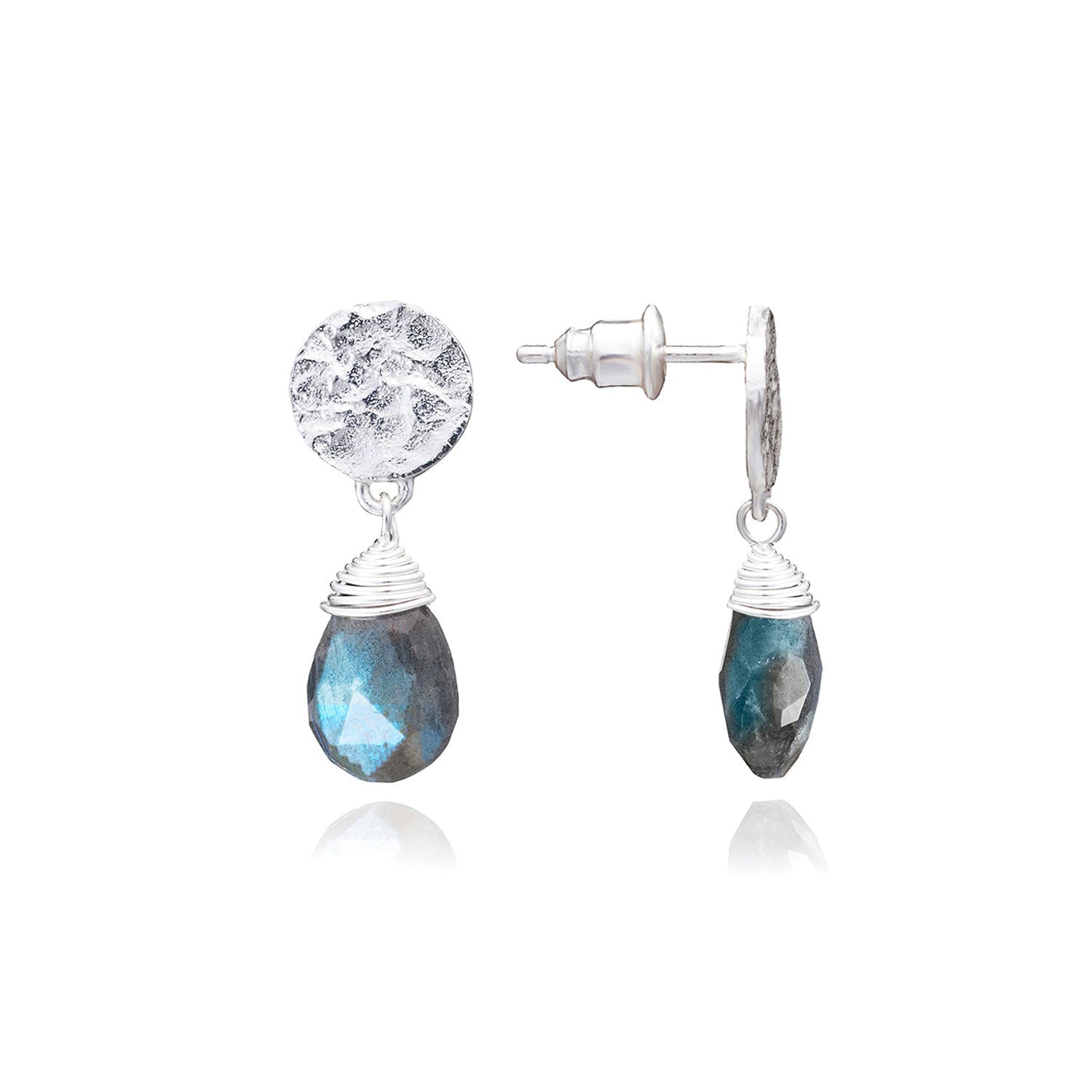 Classic Athena Drop Earrings: Silver Labradorite Azuni London