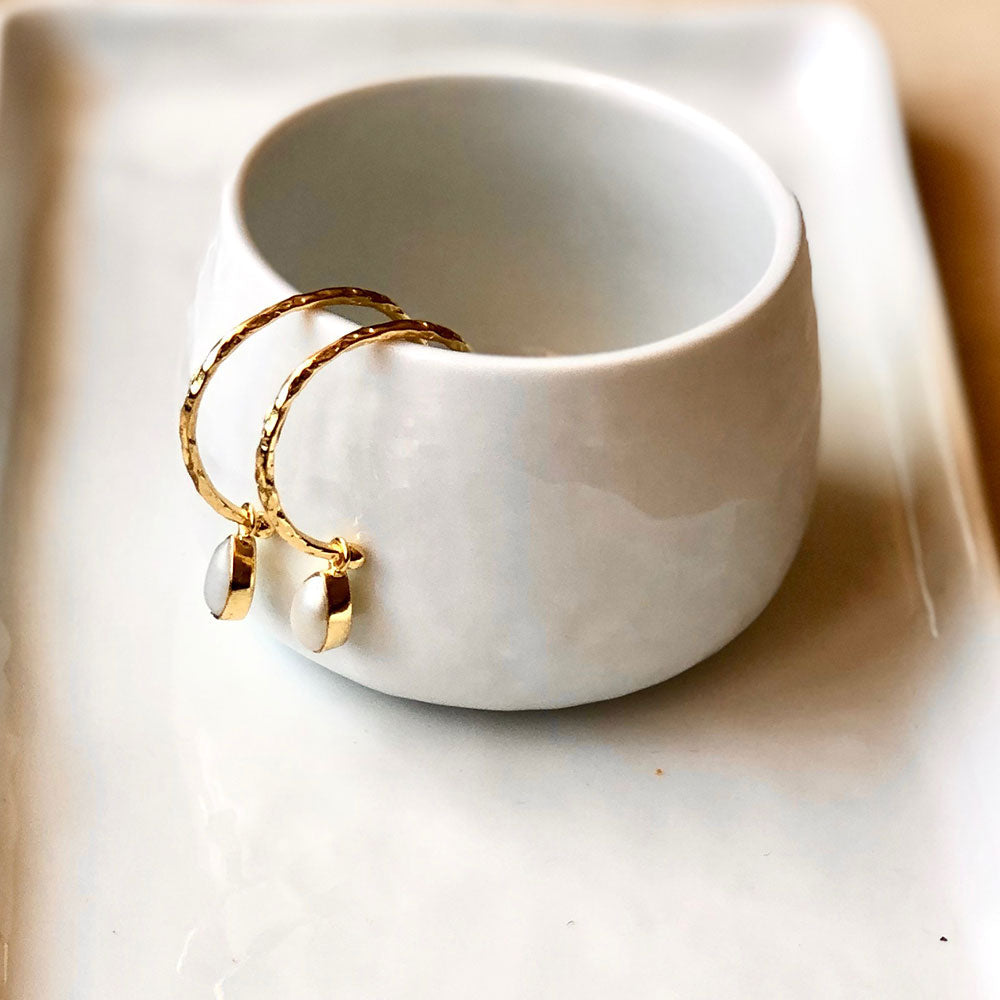 Hydra Gold and Pearl Hoops Azuni London