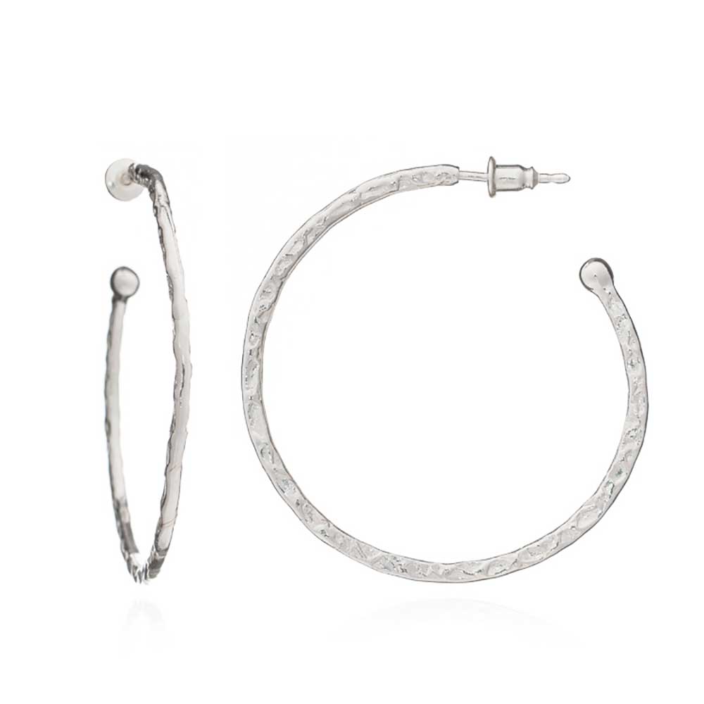 Lydia Large Textured Silver Hoops Azuni London