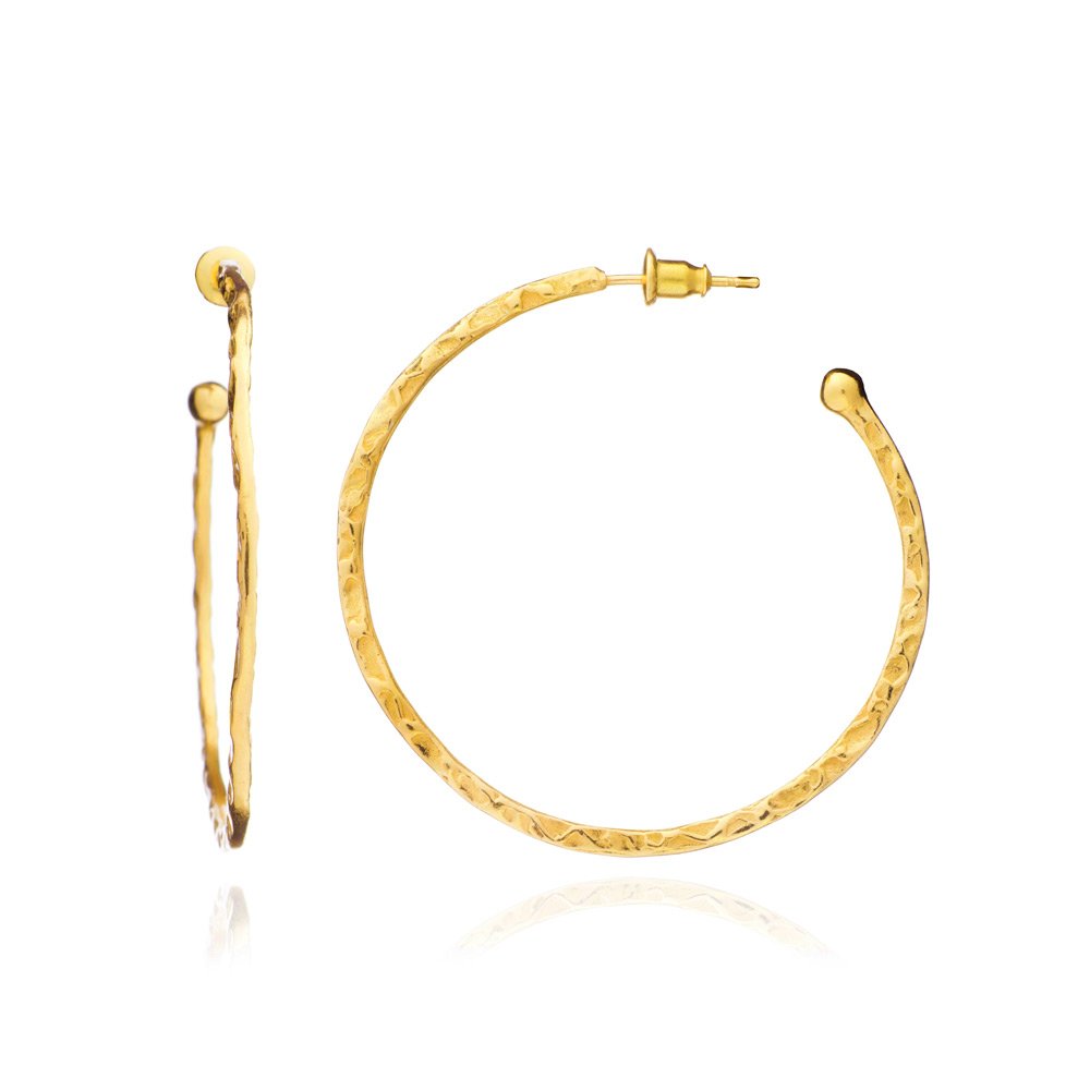 Lydia Large Textured Gold Hoops Azuni London